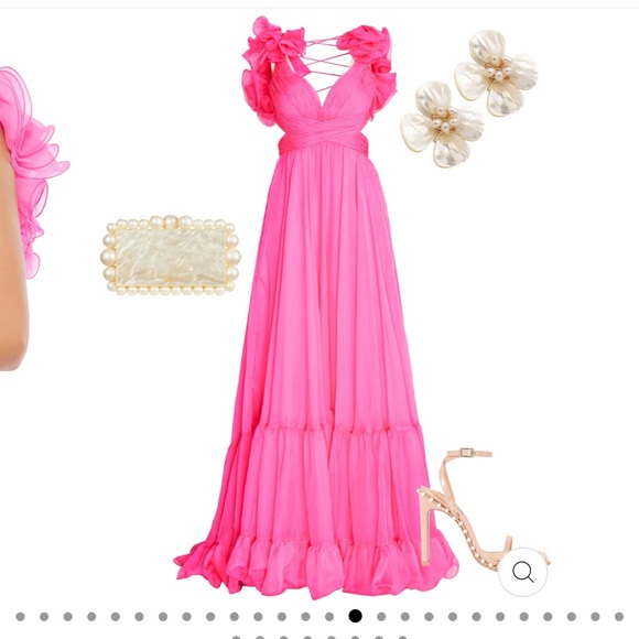 Pink Mac Duggal Ruffled Floral Gown in size 4 Also seen on Anthropologie - Picture 1 of 7